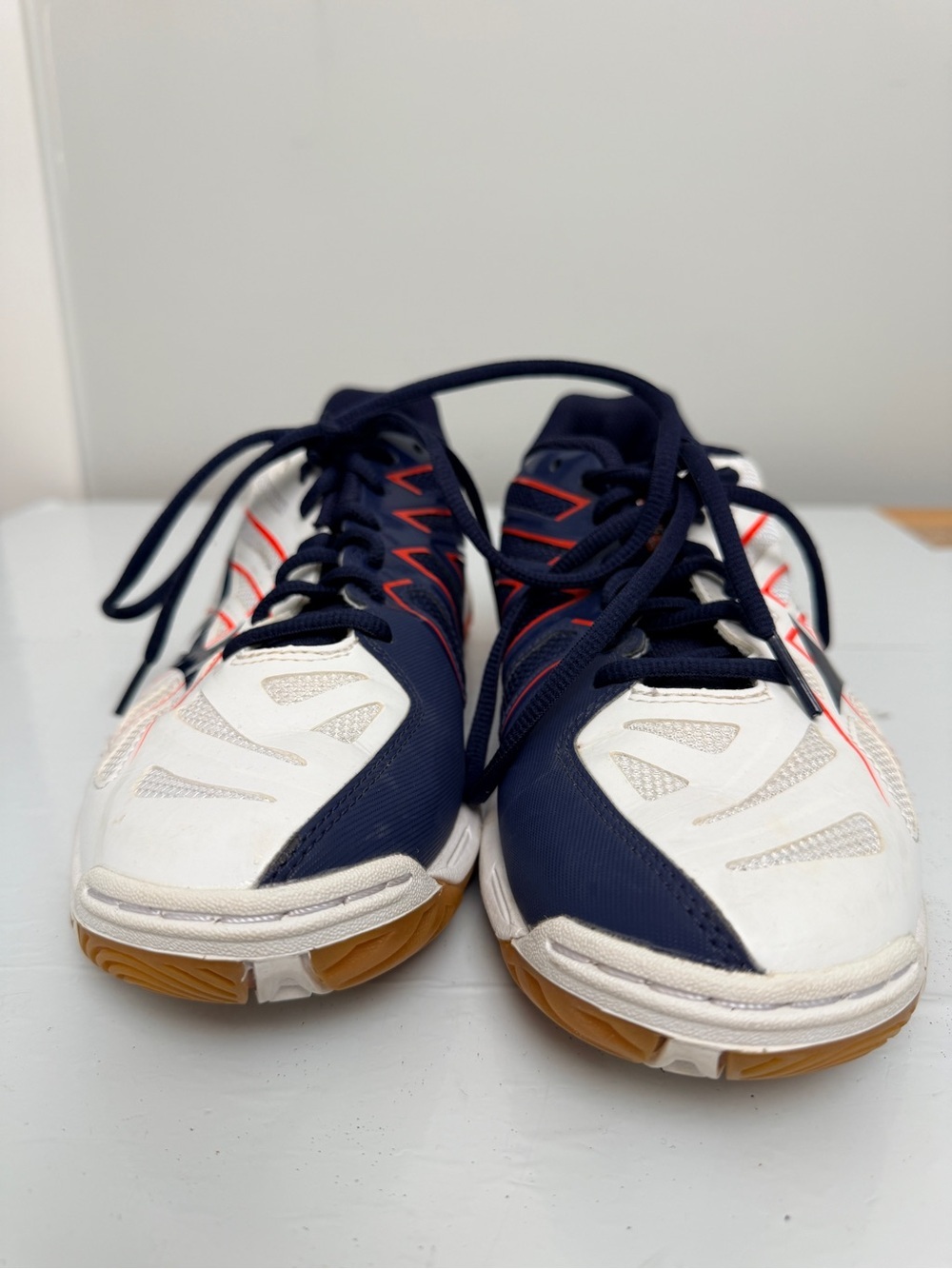 Mizuno Wave Hurricane 3 Volleyball Shoes Womens Size 9 White Navy Orange Court